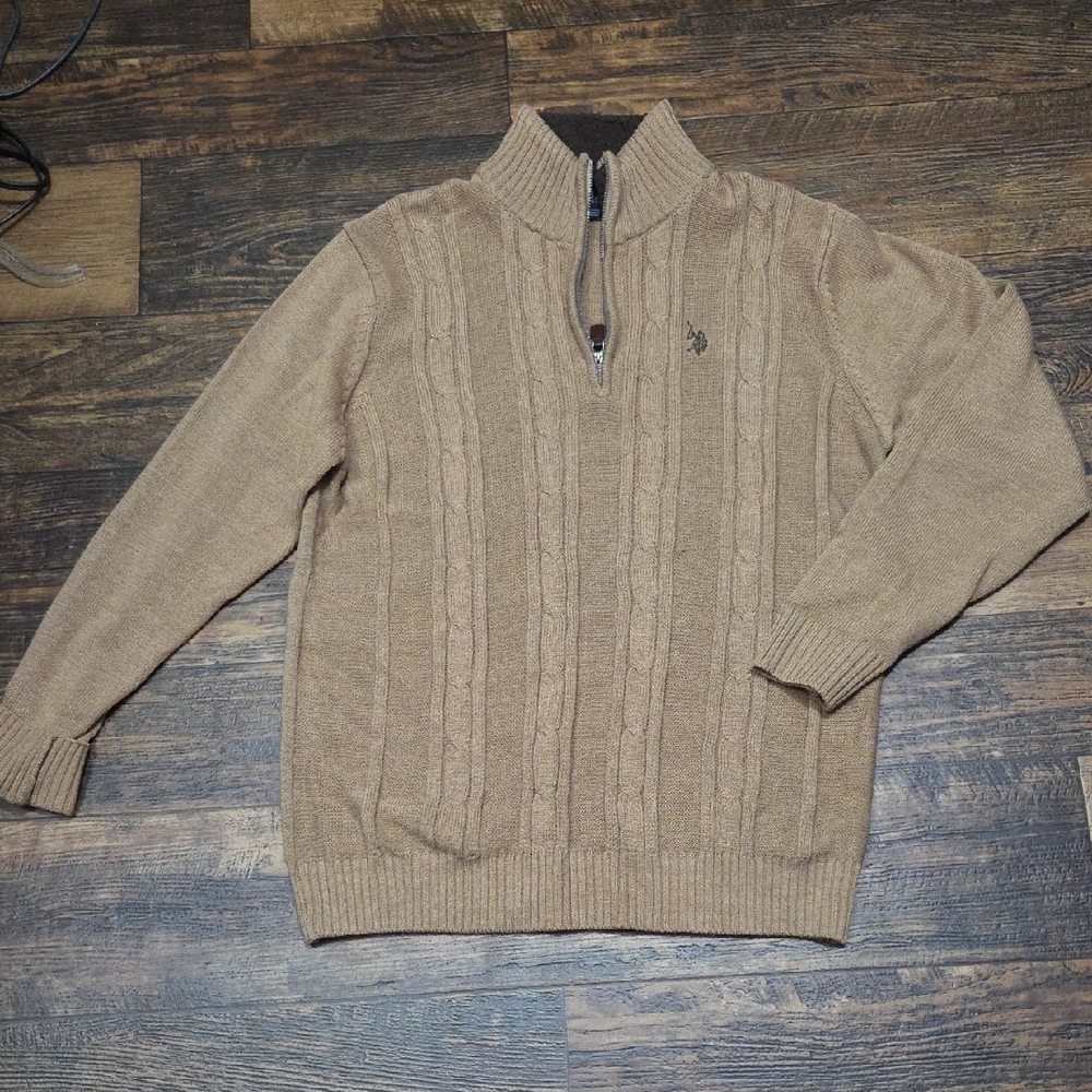 U.S. Polo Assn. Men's Beige Zip-Up Sweater - Picture 1 of 4